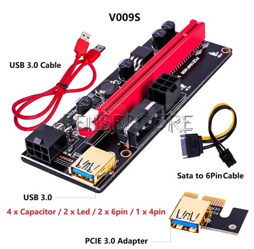 VER009S PCI-E Riser Card PCIe 1x to 16x Extension Cable USB 3.0 Data Cable - Afbeelding 11 van 12