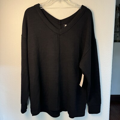 NWT SO Good For Life Black Long Sleeve Loose For Top Size M