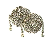 2 Pack Heavy Duty G70 3/8" x 20' Transport Binder Chain w/ Grab Hooks 6600 LBS