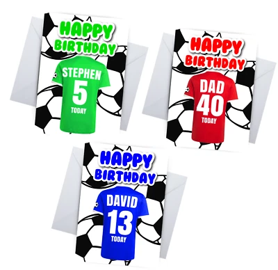 personalised birthday card football for son grandson nephew 5th 6th 7th 8th 10th