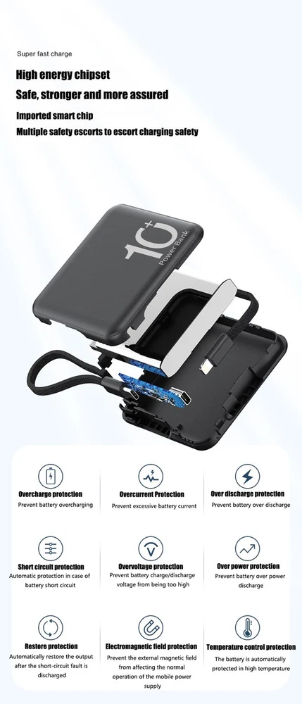 Portable 10000mAh Mini Power Bank - Dual USB 10W Fast Charging in Multicolor