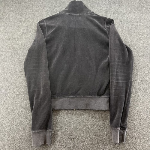 Juicy Couture Velour Jacket Size Petite Black Hooded Full Zip Pockets Y2K 90s - Picture 5 of 11