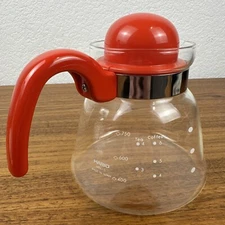 HARIO MN-5 Coffee Tea Carafe Pot With Red Lid Made in Japan EUC