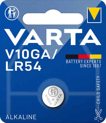 20 x Varta V10GA LR54 alkaline 1 blister 1.5V alkaline manganese button cell ...