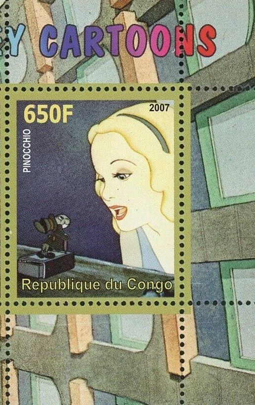 Walt Disney Stamp Cartoon Pinocchio Movie Souvenir Sheet of 2 Stamps Mint NH - Image 3 of 4