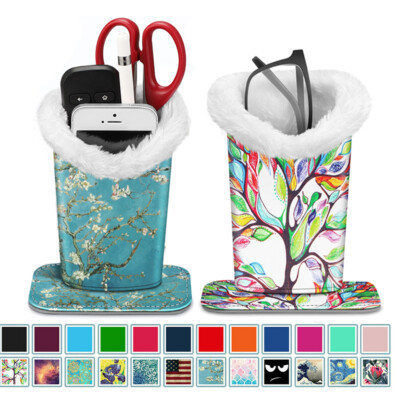 PU Leather Eye-Glass Protective Cover Stand Case Plush Lined Eyeglasses Holder