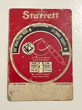 Starrett Tap Drill Decimal Equivalents Slide Card Advertising 1956 USA