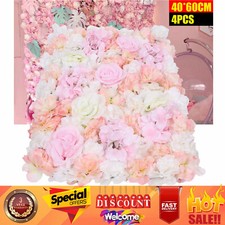 4Pcs Pink Artificial Silk Flower Wall Panel Wedding Party Venue Decor Backdrop
