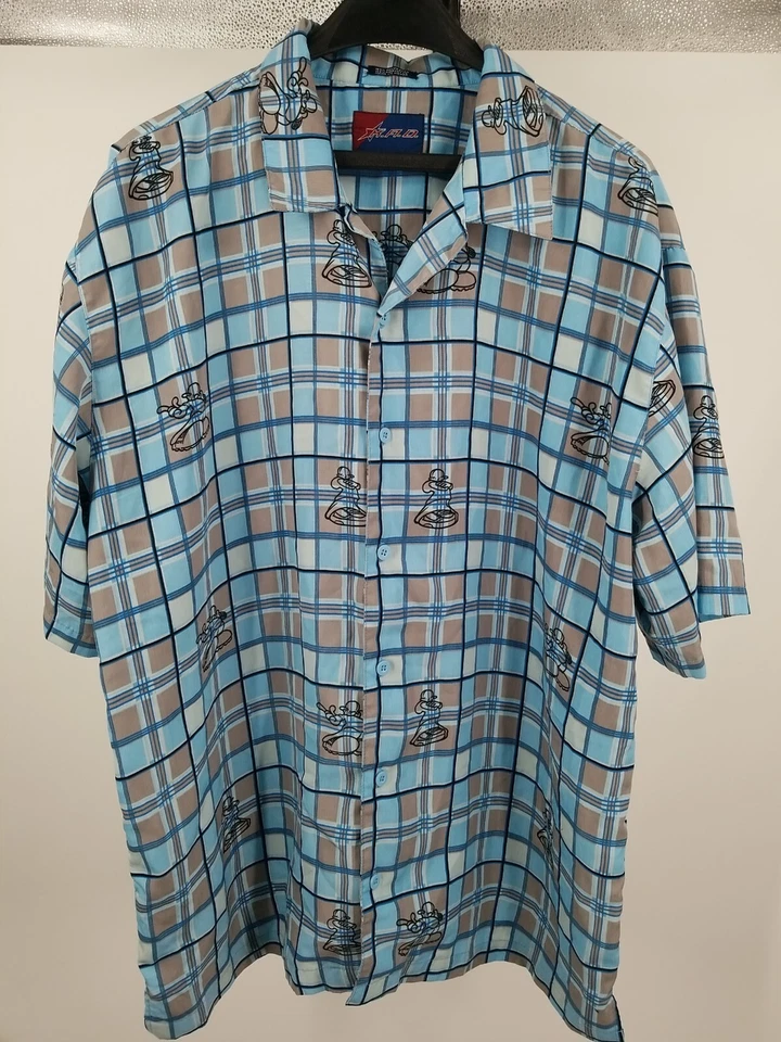 K.A.D. KAD Clothing Co. Mens XL Blue Plaid Short Sleeve Button Up Camp Shirt - Image 2 of 4