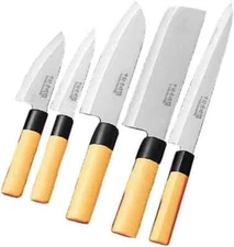 Japanese Kitchen Knife Set Of 5 Stainless Steel Sushi Sashimi Chef Nakiri Petty