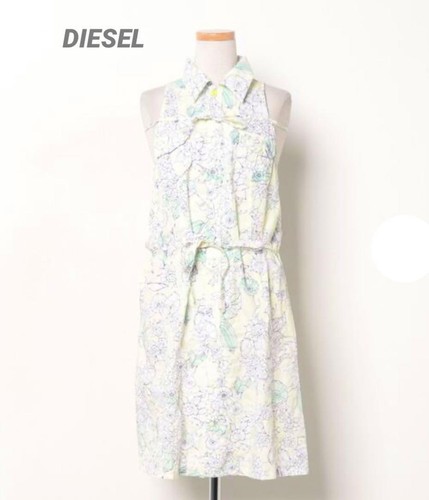 Diesel Women S Floral Print Shirt Dress Yellow Comfortable Stylish Casual Used