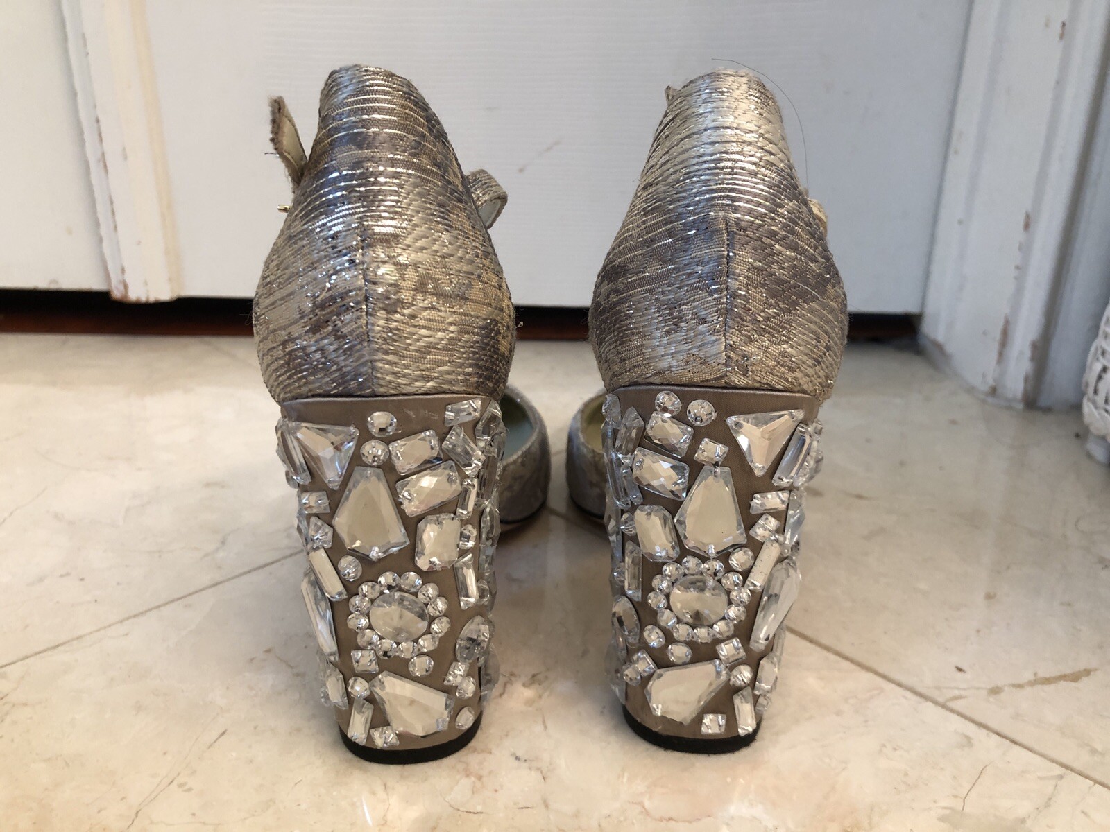 SAINT LAURENT Scarpe Bettye Muller tacco cristallo punta chiusa NUOVE