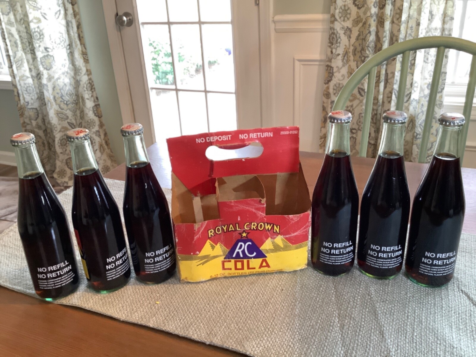 Six (6) Pack Royal Crown Cola 12 oz Bottles RC Pyramid Sealed Full