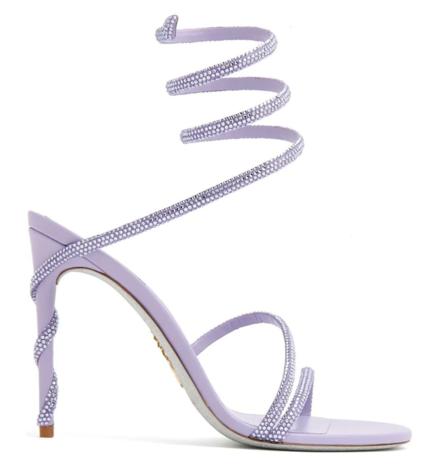 Rene Caovilla Margot Lilac Purple Strass Ankle Wrap Strap Sandal