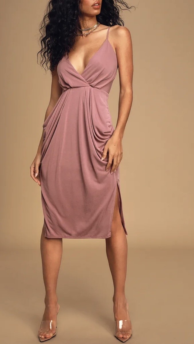 Lulus Easy to Love Mauve Purple Sleeveless Midi Dress. Medium