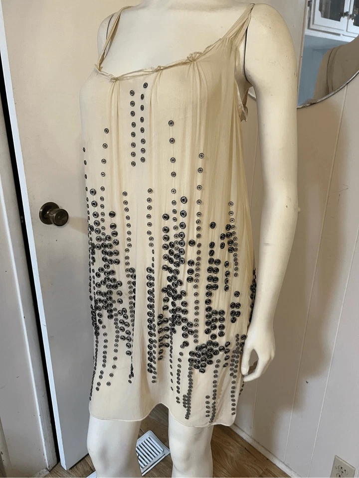 Платье-комбинезон Twelfth Street от Cynthia Vincent из 100% шелка с украшениями цвета слоновой кости 6 - Изображение 2 из 4