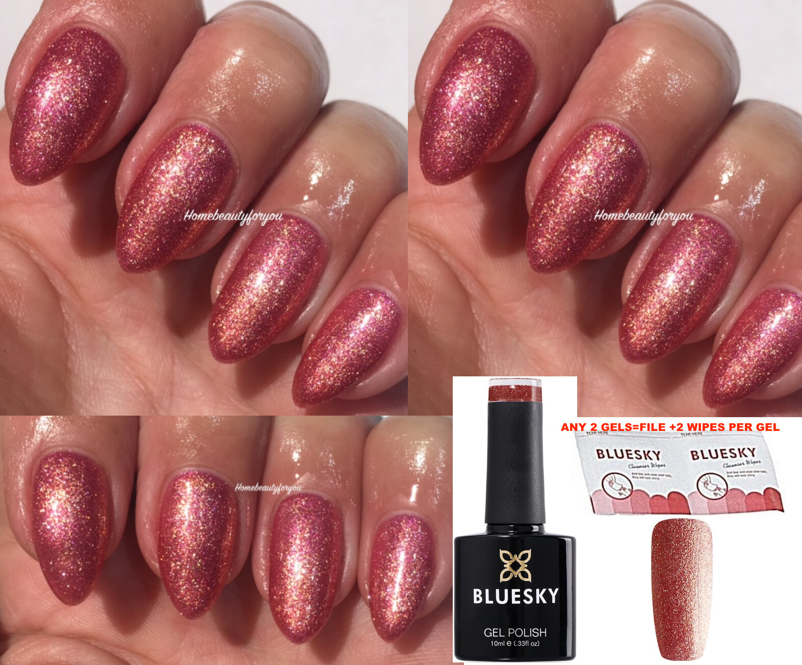 BLUESKY  NAIL GEL POLISH SALMON PINK FINE GLITTER SJ11 UV LED SOAK OFF