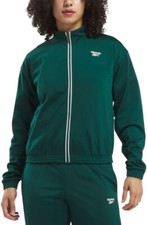 Reebok Women's Logo Tricot Long-Sleeve Track Jacket Green SZ XL