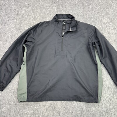 Zero Restriction Mens Jacket Medium Black Golf Tour Series Pullover 1/2 Zip Wind