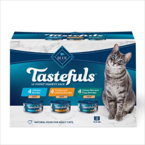 Blue Buffalo Pate Wet Cat Food Variety Pack Chicken Turkey Tuna 5.5oz 12ct