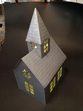 SET OF 3 - two Rustic galvanized houses and one church- tea light Candle Holders