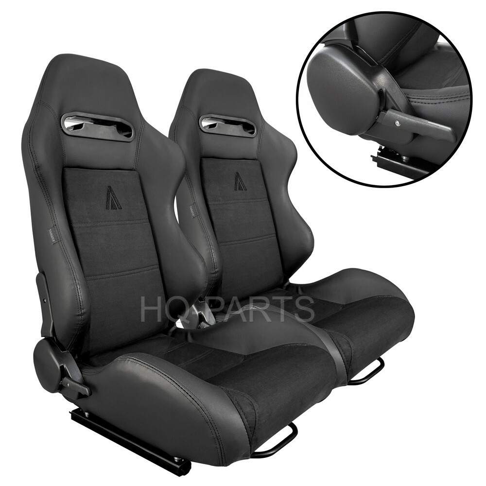 当時物 BLACK LEATHER RACING クルーザー 2 X TANAKA BLACK PVC LEATHER & BLACK SUEDE RACING SEATS RECLINABLE