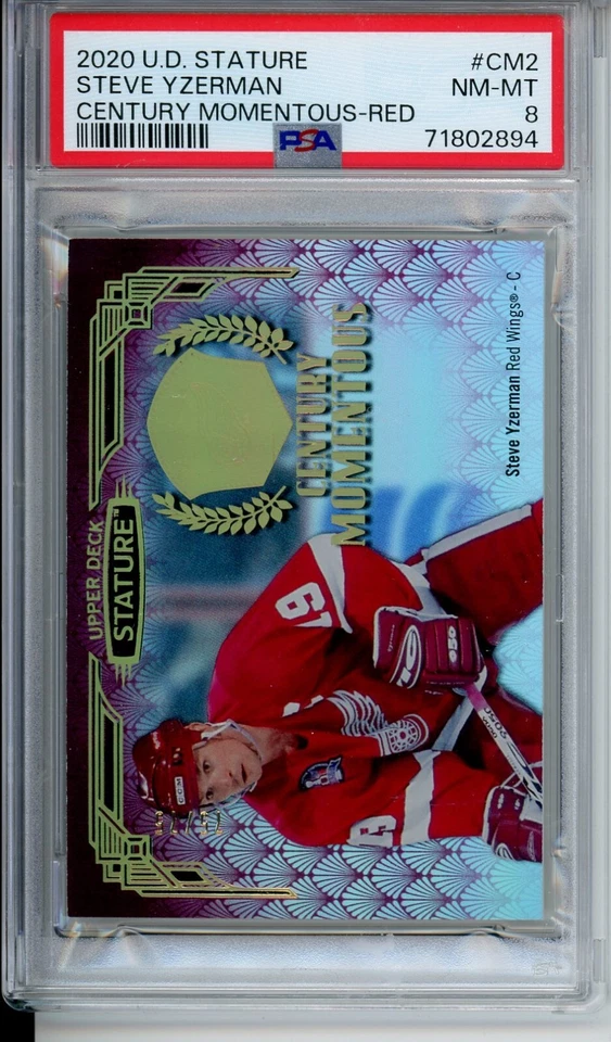 2020 Upper Deck Stature Steve Yzerman Century Momentous #'d  75/75 PSA 8 - Image 3 of 3