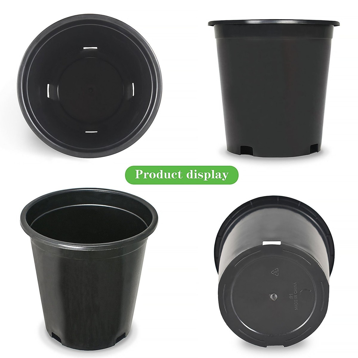 1/2/3/5/7/10/20/25 Gallon Black Plastic Nursery Containers Plant