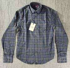 UNTUCKit Mens Macari XXXLC Long Sleeve Flannel Plaid Check Gray Blue 100 Cotton