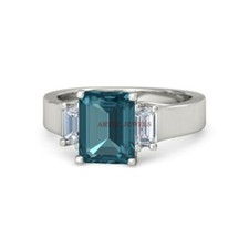 Natural London Blue Topaz Gemstone with 925 Sterling Silver Ring for Women 3950