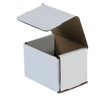 Pick Quantity! 1-400 4x3x3" White Corrugated Mailer Small Folding Box Light Ship