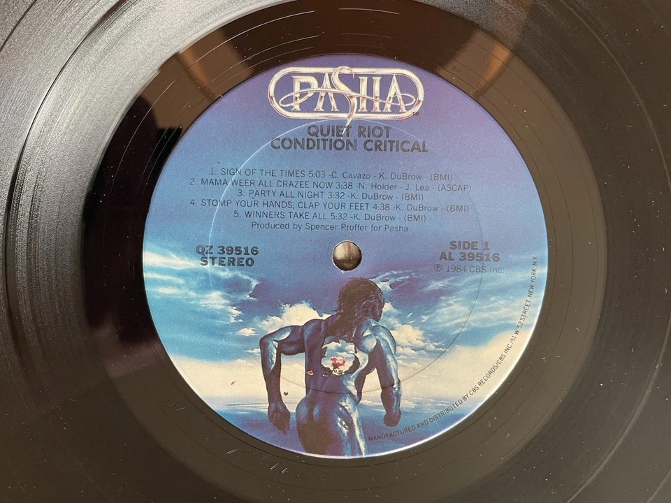 Quiet Riot: Condition Critical vinyl LP VG 1984 Pasha QZ 39516 Kevin DuBrow - Image 4 of 4