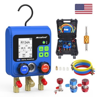 HVAC AC Refrigeration Manifold Gauge Set 2-Valve R-134A R12 R410A 3-Color Hoses