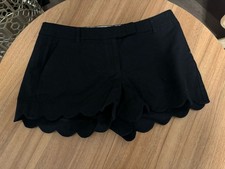 J.Crew 4 Inch Shorts Black Scalloped Hem Linen/Cotton Blend