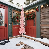 KüNstlicher Halb-Weihnachtsbaum Mit StäNder Schlank Rosa 240 Cm