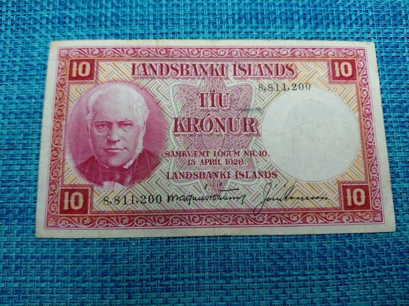 🇮🇸 Iceland 10 kronor 1928 P-33a(3) P-33a  Jonsson/Arnason Banknotes 060926-11