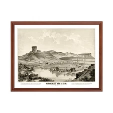 Old Map of Green River, WY 1875 - Vintage Green River Wyomin