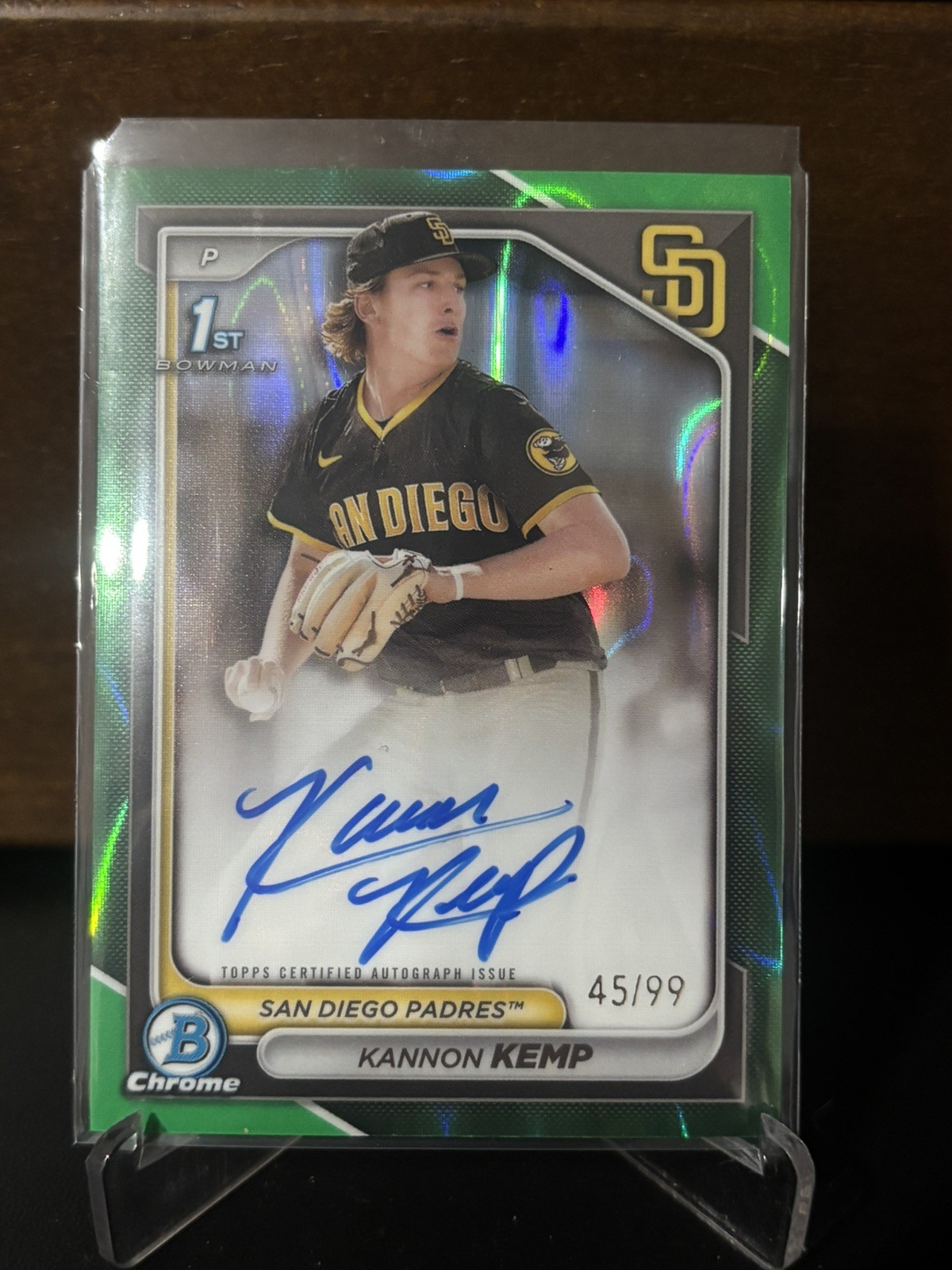 2024 Bowman Chrome Prospect Auto Green Refractor /99 Kannon Kemp #CPA-KK