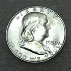 1950-D Franklin Half Dollar BU looks Full Bell Lines Frosty in saflip #Y258