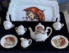 M J HUMMEL Umbrella Girl Child's Tea Set  Stainless Steel Utensils