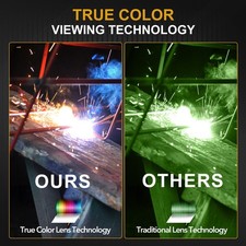 Auto Darkening Welding Helmet, True Color Solar Powered, Large Viewing Area