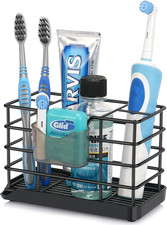 Toothbrush Holders for Bathroom, Black,Stainless Steel, Detachable, 5 Slot