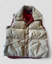 Vintage 70s JCPenney Down Puffer Vest Tan Red Retro Gorpcore Size S Goosedown