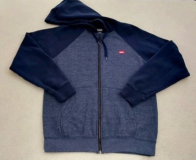 Vans Hooded Jacket Men's Small Blue Full Zip Embroidered Logo Outdoor Skateboard