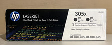 Genuine HP 305X CE410XD Black High Yield Toner Dual Pack New in Sealed Plastic