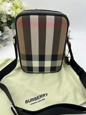 Burberry Paddy Check Canvas/Leather Vertical Crossbody Camera Bag NWT