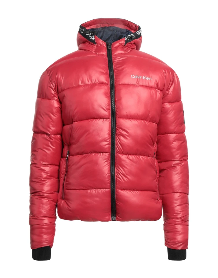 RRP€322 CALVIN KLEIN Quilted Jacket Size XL Red Logo Ribbed Cuffs Hooded - Image 3 of 4