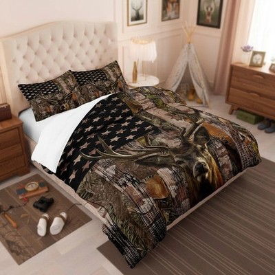 3-Piece King Comforter Set Featuring Woodland Theme and Soft Microfiber Fabric