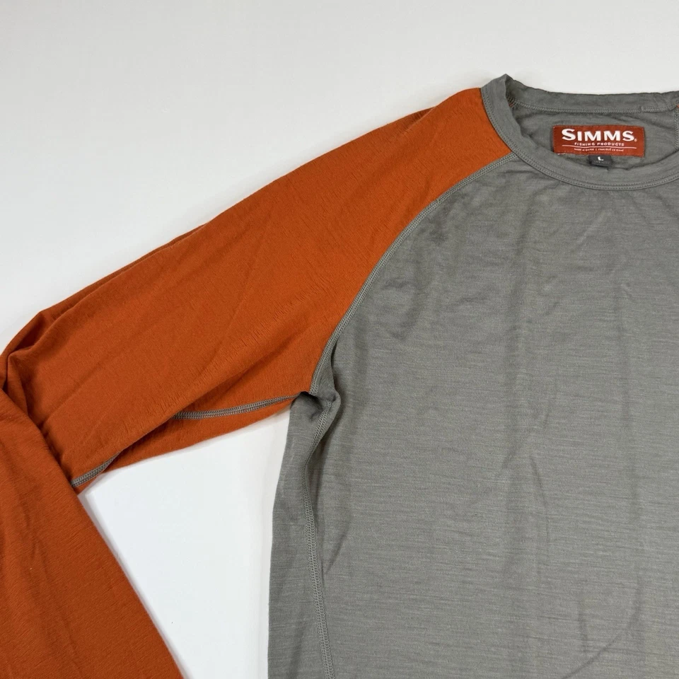 Camisa de manga larga Simms Fishing Products gris naranja para hombre grande 89 % lana merino Foto 2 de 4