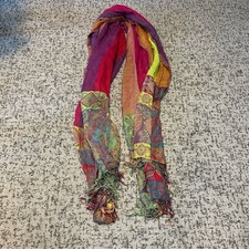 Vintage Made in India Reversible Color-block Fringe Scarf